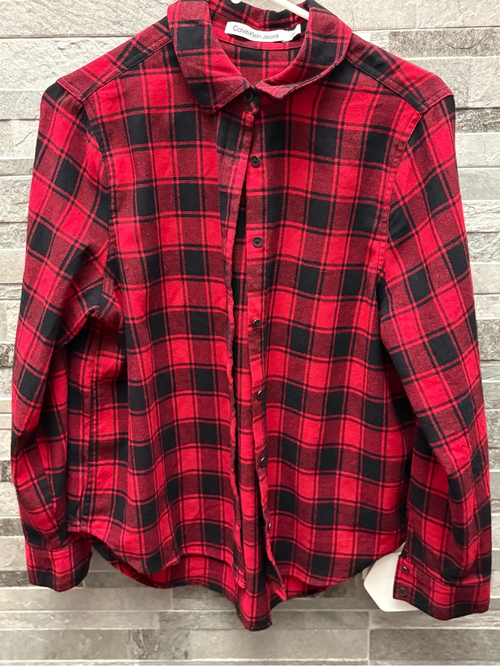 Calvin Klein JeansRed and Black Plaid Flannel Shirt